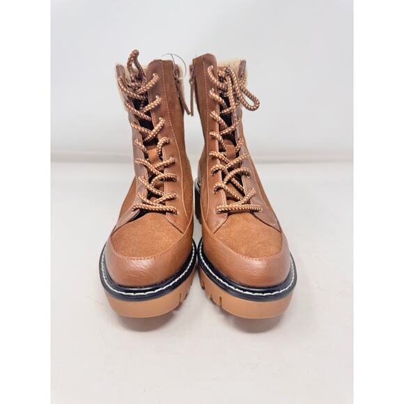 Violet and Red Alexa Brown Suede Fleece Trim Lug Combat Boots Size 6.5 NWOB - Picture 7 of 10